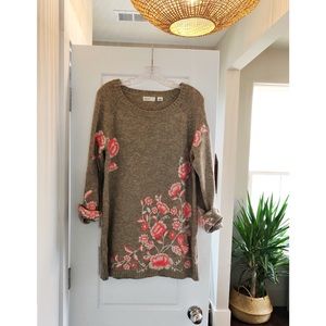 Anthropologie Embroidered Sweater